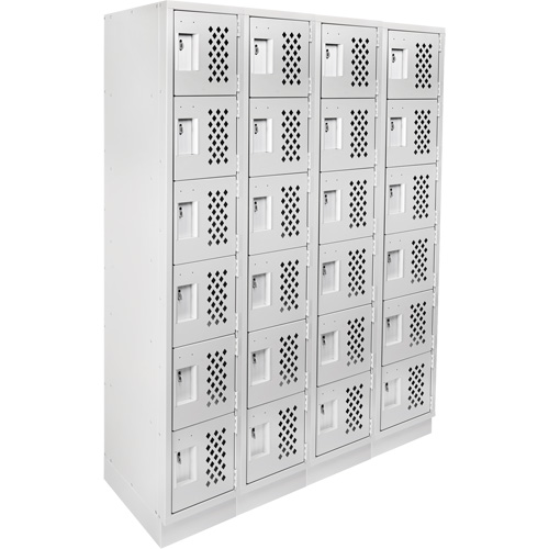 Assembled Clean Line Perforated Economy Lockers, 6 -tier, Bank of 4, 18" x 72" x 12", Steel EastCoast Offshore Supplies