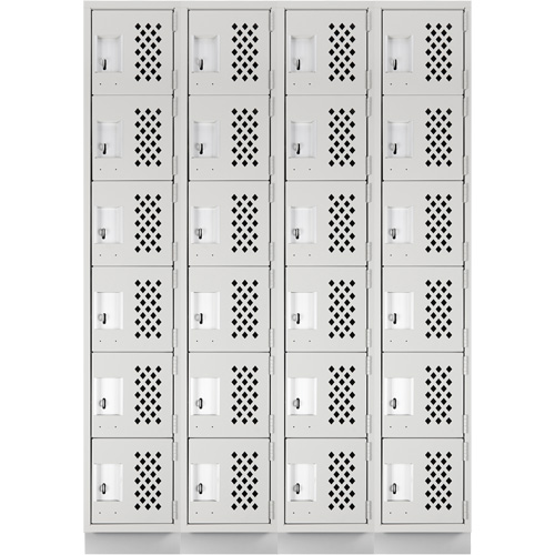 Assembled Clean Line Perforated Economy Lockers, 6 -tier, Bank of 4, 18" x 72" x 12", Steel EastCoast Offshore Supplies