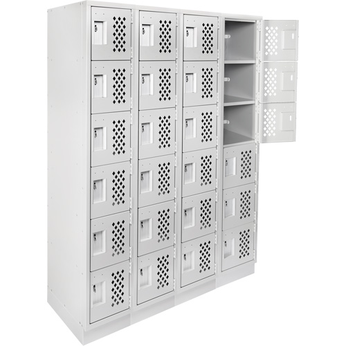 Assembled Clean Line Perforated Economy Lockers, 6 -tier, Bank of 4, 18" x 72" x 12", Steel EastCoast Offshore Supplies