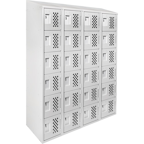 Assembled Clean Line Perforated Economy Lockers, 6 -tier, Bank of 4, 18" x 72" x 12", Steel EastCoast Offshore Supplies