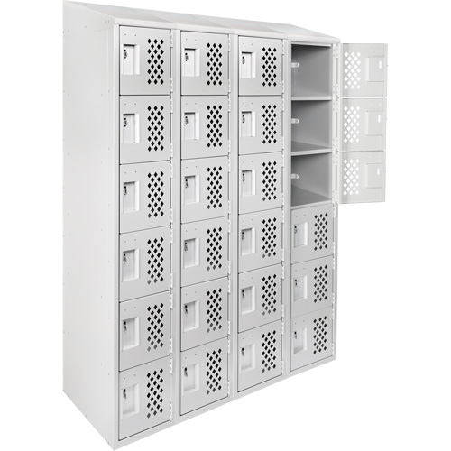 Assembled Clean Line Perforated Economy Lockers, 6 -tier, Bank of 4, 18" x 72" x 12", Steel EastCoast Offshore Supplies