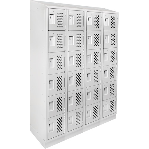 Assembled Clean Line Perforated Economy Lockers, 6 -tier, Bank of 4, 18" x 72" x 12", Steel EastCoast Offshore Supplies