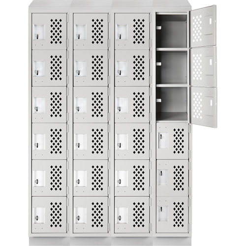 Assembled Clean Line Perforated Economy Lockers, 6 -tier, Bank of 4, 18" x 72" x 12", Steel EastCoast Offshore Supplies