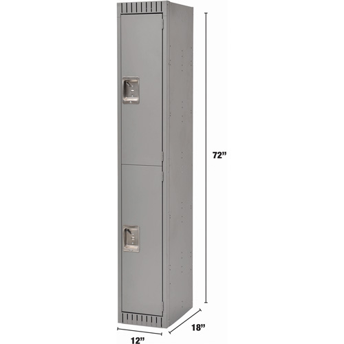 Lockers, 2 -tier, 12" x 18" x 72", Steel, Grey, Rivet (Assembled) EastCoast Offshore Supplies