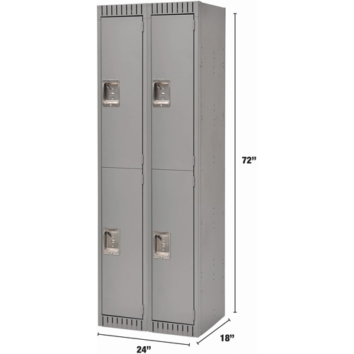 Casiers, 2 niveaux, Bloc de 2, 24" x 18" x 72", Acier, Gris, Rivet (assembl&eacute;) EastCoast Offshore Supplies