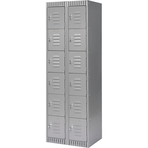 Lockers, 6 -tier, Bank of 2, 24" x 18" x 72", Steel, Grey, Knocked Down EastCoast Offshore Supplies