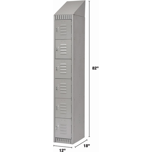 Lockers, 6 -tier, 12" x 18" x 82", Steel, Grey, Knocked Down EastCoast Offshore Supplies