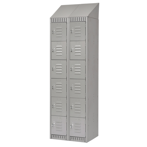 Lockers, 6 -tier, Bank of 2, 24" x 18" x 82", Steel, Grey, Knocked Down EastCoast Offshore Supplies