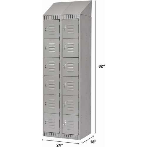 Lockers, 6 -tier, Bank of 2, 24" x 18" x 82", Steel, Grey, Knocked Down EastCoast Offshore Supplies