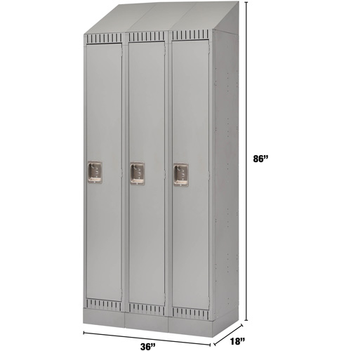 Lockers, Bank of 3, 36" x 18" x 86", Steel, Grey, Knocked Down EastCoast Offshore Supplies