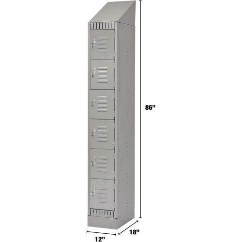 Lockers, 6 -tier, 12" x 18" x 86", Steel, Grey, Knocked Down EastCoast Offshore Supplies