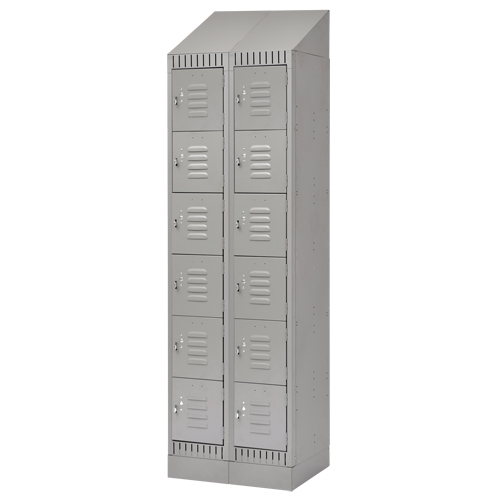 Lockers, 6 -tier, Bank of 2, 24" x 18" x 86", Steel, Grey, Knocked Down EastCoast Offshore Supplies