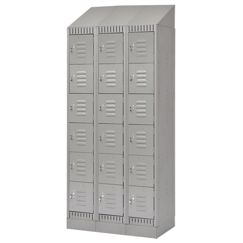 Lockers, 6 -tier, Bank of 3, 36" x 18" x 86", Steel, Grey, Knocked Down EastCoast Offshore Supplies
