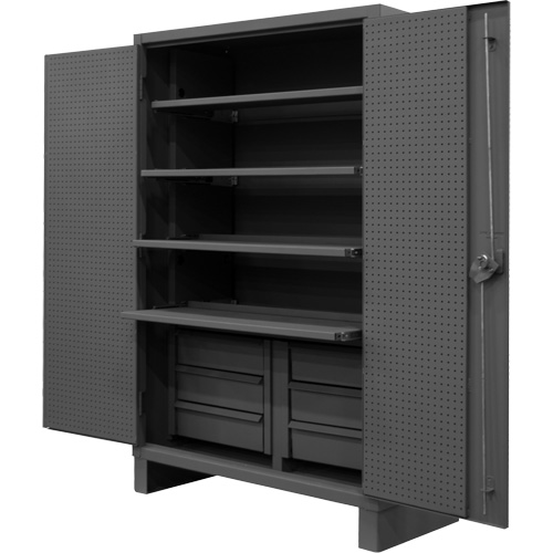 Armoire tr&egrave;s robuste avec tablettes coulissantes, Acier, 4 Tablettes, 78" h x 48" la x 24" P, Gris EastCoast Offshore Supplies