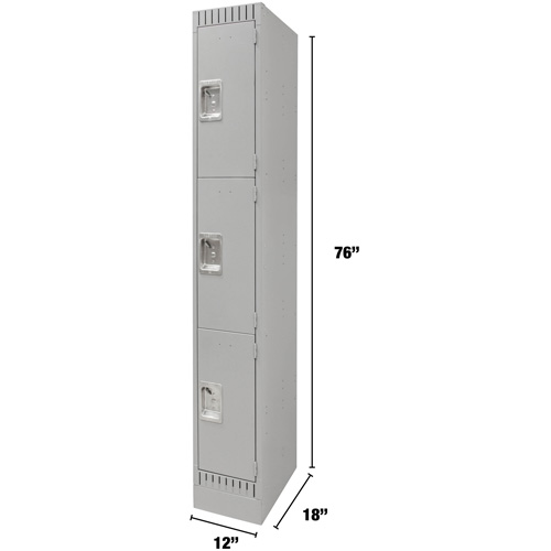 Casiers, 3 niveaux, 12" x 18" x 76", Acier, Gris, D&eacute;mont&eacute; EastCoast Offshore Supplies