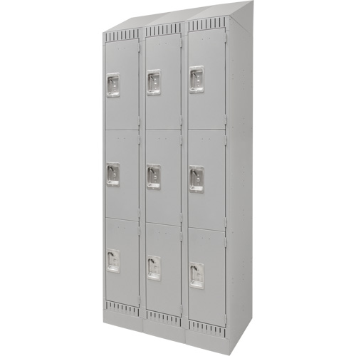 Lockers, 3 -tier, Bank of 3, 36" x 18" x 86", Steel, Grey, Knocked Down EastCoast Offshore Supplies
