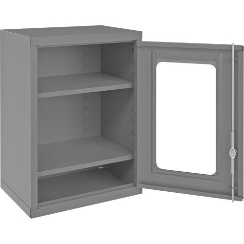 Armoire de rangement murale avec portes transparentes, 26-15/16" h x 18-1/8" la x 13-11/16" p, 2 tablettes, Acier, Gris EastCoast Offshore Supplies