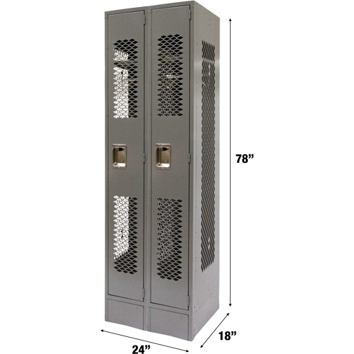 Vented Lockers, Bank of 2, 24" x 18" x 78", Steel, Grey, Knocked Down, Perforated EastCoast Offshore Supplies