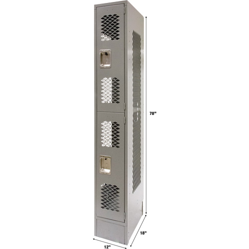 Vented Lockers, 2 -tier, 12" x 18" x 78", Steel, Grey, Knocked Down, Perforated EastCoast Offshore Supplies