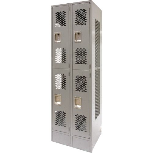 Vented Lockers, 2 -tier, Bank of 2, 24" x 18" x 78", Steel, Grey, Knocked Down, Perforated EastCoast Offshore Supplies