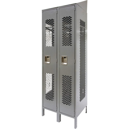 Casiers ventil&eacute;s, Bloc de 2, 24" x 18" x 88", Acier, Gris, D&eacute;mont&eacute;, Perfor&eacute; EastCoast Offshore Supplies