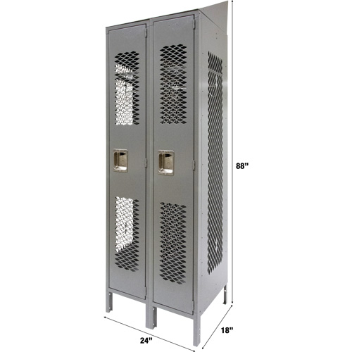 Casiers ventil&eacute;s, Bloc de 2, 24" x 18" x 88", Acier, Gris, D&eacute;mont&eacute;, Perfor&eacute; EastCoast Offshore Supplies
