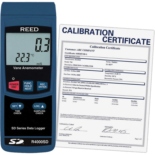 Thermo-an&eacute;mom&egrave;tre avec certificat ISO, Enregistrement des donn&eacute;es, Gamme de v&eacute;locit&eacute; d'air de 0,4 - 30 m/sec EastCoast Offshore Supplies