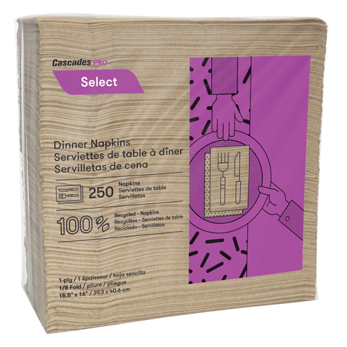 Pro Select 1/8 Fold Dinner Napkins, 1 Ply, 15.5" x 16" EastCoast Offshore Supplies