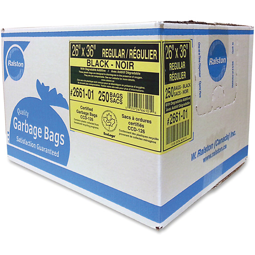 Industrial Garbage Bags, Regular, 36" W x 26" L, 0.65 mils, Black EastCoast Offshore Supplies