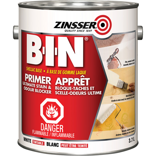 B-I-N&reg; Shellac-Base Sealer Primer, 3.7 L, Gallon, Tintable White EastCoast Offshore Supplies