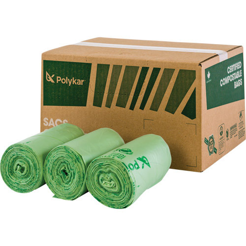 Sacs certifi&eacute;s compostables, R&eacute;gulier, 17" lo x 17" la, Vert, Capacit&eacute; de 10 L (3 gal.) EastCoast Offshore Supplies
