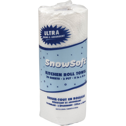 Essuie-tout pour cuisines de premi&egrave;re qualit&eacute; Snow Soft, 2 Pli, 70 Feuilles/rouleau, 8" la, 11" lo EastCoast Offshore Supplies