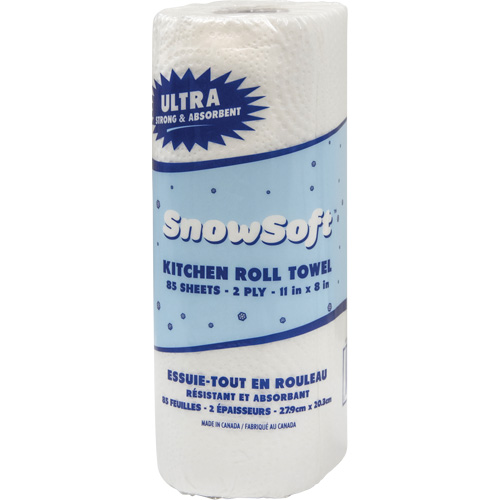 Essuie-tout pour cuisines de premi&egrave;re qualit&eacute; Snow Soft, 2 Pli, 85 Feuilles/rouleau, 8" la, 11" lo EastCoast Offshore Supplies