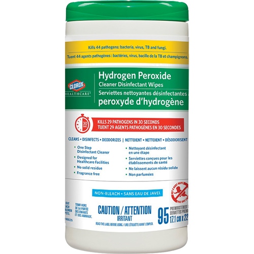 Lingettes d&eacute;sinfectantes et nettoyantes &agrave; base de peroxyde d'hydrog&egrave;ne Healthcare, 95 lingettes EastCoast Offshore Supplies