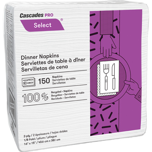 Pro Select&reg; 1/8 Fold Dinner Napkin, 2 Ply, 15" x 16" EastCoast Offshore Supplies