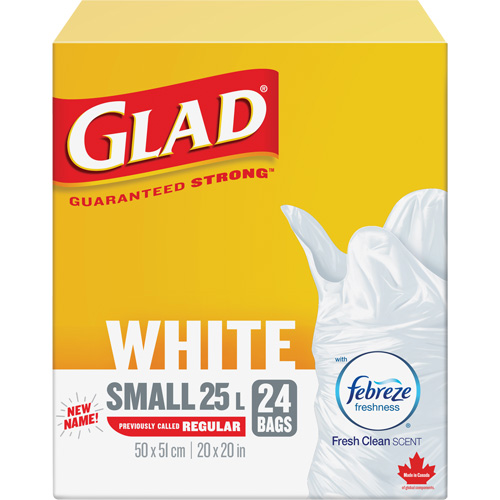 Petits sacs &agrave; ordures 25 L avec Febreze, R&eacute;gulier, 20" la x 20" lo, Blanc EastCoast Offshore Supplies