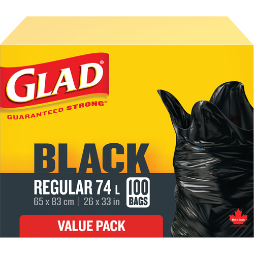 74L Garbage Bags, Regular, 26" W x 33" L, Black EastCoast Offshore Supplies