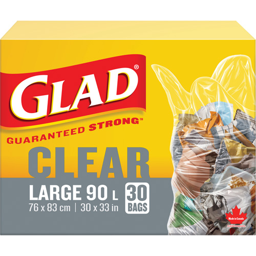 90L Garbage Bags, Regular, 30" W x 33" L, Clear EastCoast Offshore Supplies