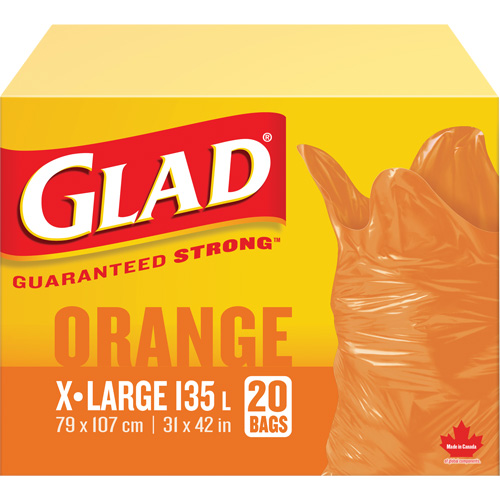 135L Garbage Bags, Regular, 31" W x 42" L, Orange EastCoast Offshore Supplies
