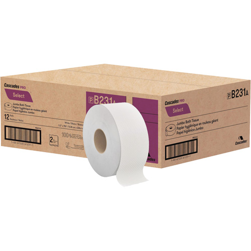Pro Select&reg; Toilet Paper, Jumbo Roll, 2 Ply, 750' Length, White EastCoast Offshore Supplies