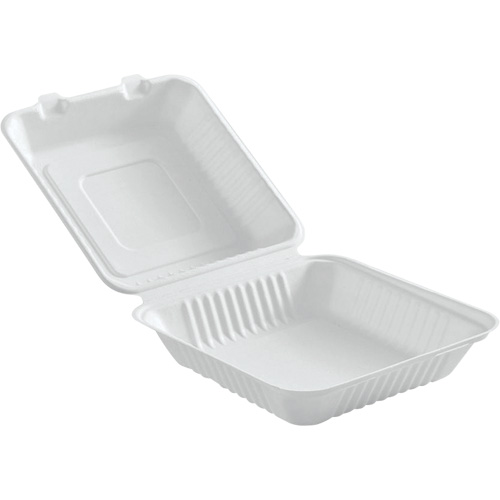Compostable Hinged Food Containers, Bagasse, Square EastCoast Offshore Supplies