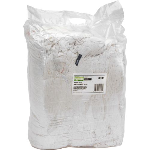 Recycled Material Wiping Rags, Cotton, White, 25 lbs. EastCoast Offshore Supplies