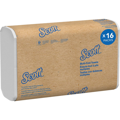 Scott&reg; 100% Recycled Fiber Multifold Paper Towels, 1 Ply, 9-2/5" L x 9-1/5" W, 250 /Pack EastCoast Offshore Supplies