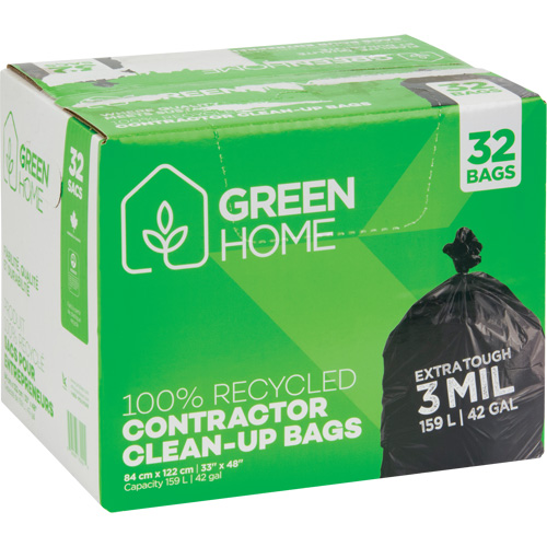 Green Home Garbage Bags, Strong, 33" W x 48" L, 3 mils, Black, 159 L (42 Gal.) Capacity EastCoast Offshore Supplies