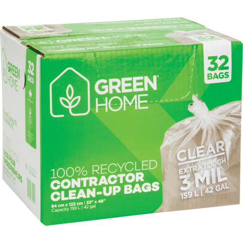 Green Home Garbage Bags, Strong, 33" W x 48" L, 3 mils, Clear, 159 L (42 Gal.) Capacity EastCoast Offshore Supplies