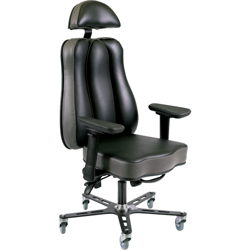 Chaise ergonomique 24 h Synergo II, Vinyle, Noir/gris, Capacit&eacute; 350 lb EastCoast Offshore Supplies