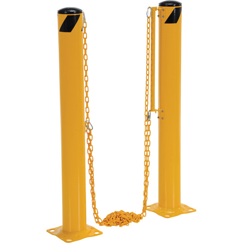Dock Chain Barrier Bollard System, Steel, 42" H x 6-5/8" W, Yellow EastCoast Offshore Supplies