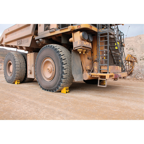 Checkers Safety Heavy-Duty Ultra Class Mining Wheel Chock, HDPE, Yellow, 14-1/2" W x 17-1/2" D x 16" H EastCoast Offshore Supplies