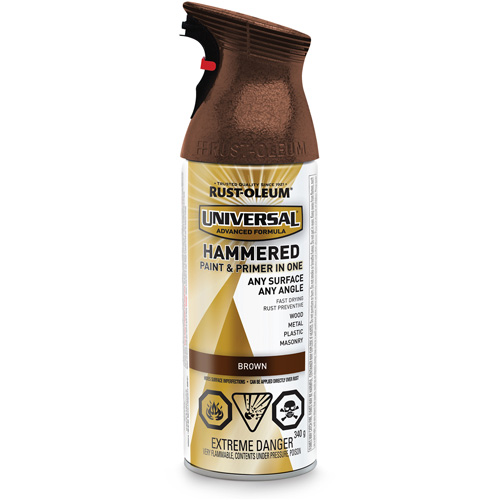Universal&reg; Paint & Primer In One Spray Paint, Brown, Hammered, Aerosol Can EastCoast Offshore Supplies