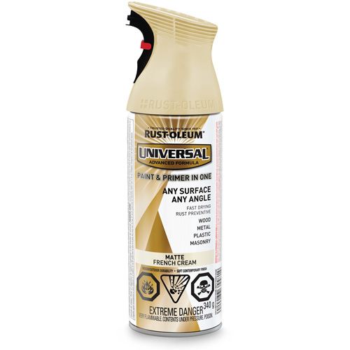Peinture-&eacute;mail et couche de fond Universal, Blanc cr&egrave;me française, Mat, Canette a&eacute;rosol EastCoast Offshore Supplies